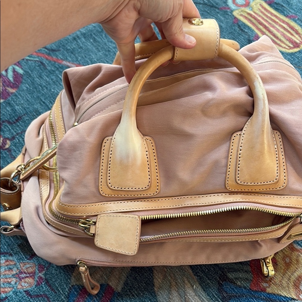 Caraa Blush Pink & Tan Nylon Backpack - Picture 2 of 8